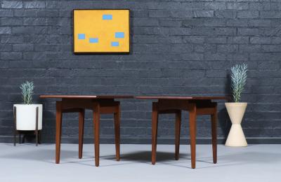 Jens Risom Jens Risom Floating Top Walnut Side Tables