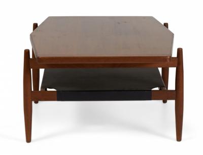 Jens Risom Jens Risom Mid Century Diamond Top Walnut and Black Vinyl Coffee Table
