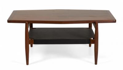 Jens Risom Jens Risom Mid Century Diamond Top Walnut and Black Vinyl Coffee Table