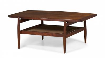 Jens Risom Jens Risom Mid Century Diamond Top Walnut and Caning Coffee Table