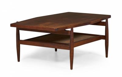 Jens Risom Jens Risom Mid Century Diamond Top Walnut and Caning Coffee Table