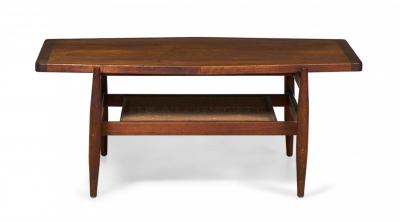 Jens Risom Jens Risom Mid Century Diamond Top Walnut and Caning Coffee Table