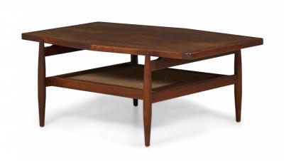 Jens Risom Jens Risom Mid Century Diamond Top Walnut and Caning Coffee Table
