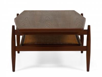 Jens Risom Jens Risom Mid Century Diamond Top Walnut and Caning Coffee Table