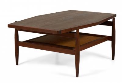 Jens Risom Jens Risom Mid Century Diamond Top Walnut and Caning Coffee Table