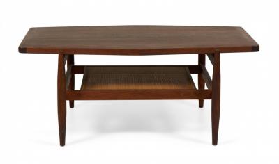Jens Risom Jens Risom Mid Century Diamond Top Walnut and Caning Coffee Table