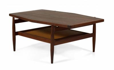 Jens Risom Jens Risom Mid Century Diamond Top Walnut and Caning Coffee Table
