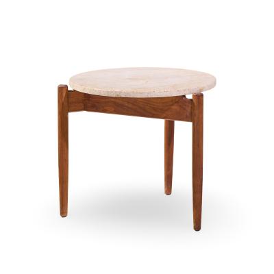 Jens Risom Jens Risom Mid Century Travertine Top Side End Table