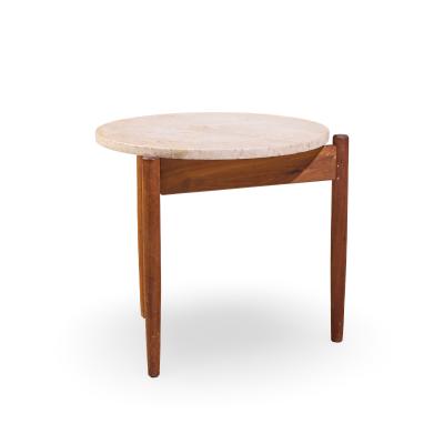 Jens Risom Jens Risom Mid Century Travertine Top Side End Table
