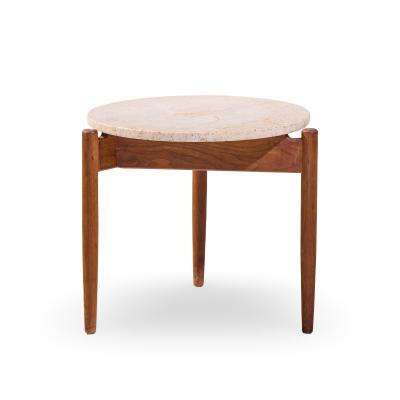 Jens Risom Jens Risom Mid Century Travertine Top Side End Table