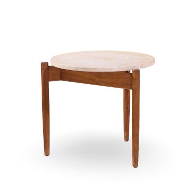 Jens Risom Jens Risom Mid Century Travertine Top Side End Table