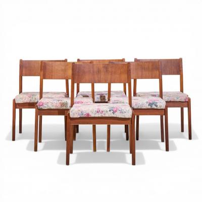 Jens Risom Jens Risom Mid Century Walnut Dining Chairs Set of 6