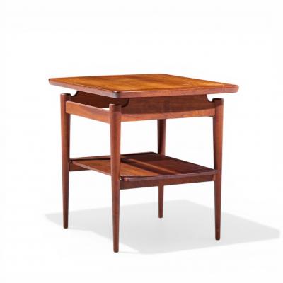 Jens Risom Jens Risom Mid Century Walnut Floating Side End Tables Pair