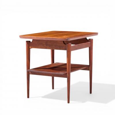 Jens Risom Jens Risom Mid Century Walnut Floating Side End Tables Pair