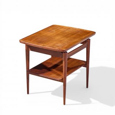 Jens Risom Jens Risom Mid Century Walnut Floating Side End Tables Pair