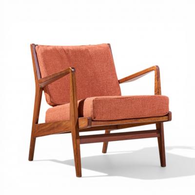 Jens Risom Jens Risom Mid Century Walnut Lounge Chairs Pair