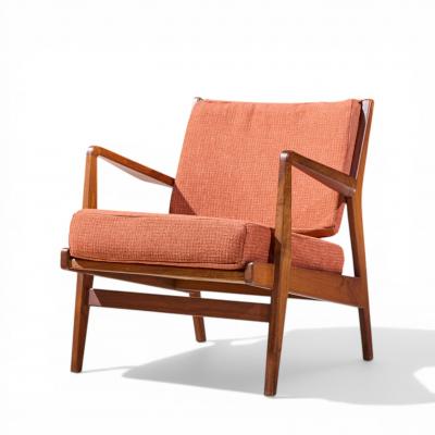 Jens Risom Jens Risom Mid Century Walnut Lounge Chairs Pair