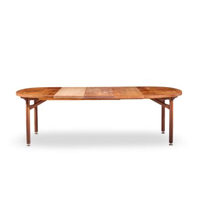 Jens Risom Jens Risom Mid Century Walnut Round Expanding Dining Table with 3 Leaves