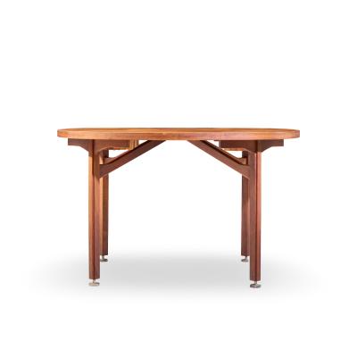 Jens Risom Jens Risom Mid Century Walnut Round Expanding Dining Table with 3 Leaves