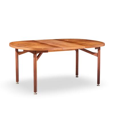 Jens Risom Jens Risom Mid Century Walnut Round Expanding Dining Table with 3 Leaves