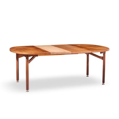 Jens Risom Jens Risom Mid Century Walnut Round Expanding Dining Table with 3 Leaves