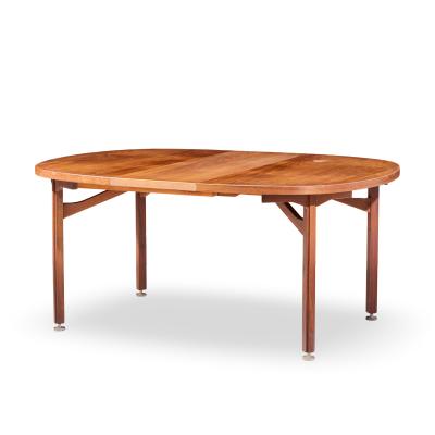 Jens Risom Jens Risom Mid Century Walnut Round Expanding Dining Table with 3 Leaves