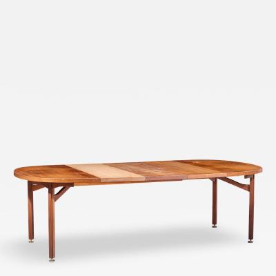 Jens Risom Jens Risom Mid Century Walnut Round Expanding Dining Table with 3 Leaves
