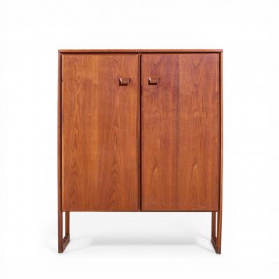 Jens Risom Jens Risom Mid Century Walnut Sled Leg Armoire Cabinet