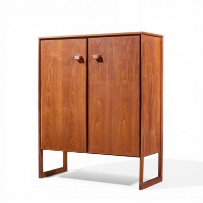Jens Risom Jens Risom Mid Century Walnut Sled Leg Armoire Cabinet
