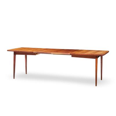 Jens Risom Jens Risom Mid Century Walnut Surfboard Expanding Dining Table with 2 Leaves