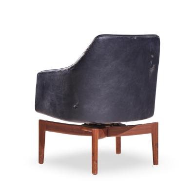 Jens Risom Jens Risom Mid Century Walnut Swivel Chairs Pair