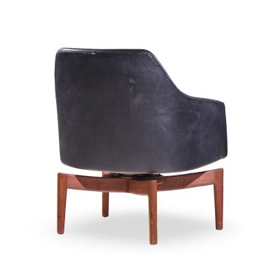 Jens Risom Jens Risom Mid Century Walnut Swivel Chairs Pair