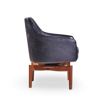 Jens Risom Jens Risom Mid Century Walnut Swivel Chairs Pair