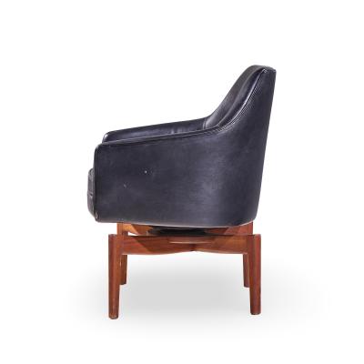 Jens Risom Jens Risom Mid Century Walnut Swivel Chairs Pair