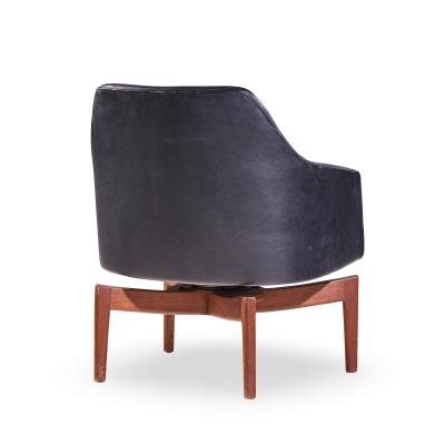 Jens Risom Jens Risom Mid Century Walnut Swivel Chairs Pair