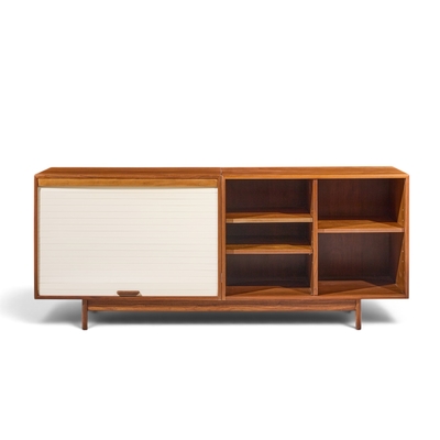 Jens Risom Jens Risom Mid Century Walnut Tambour Door Credenza