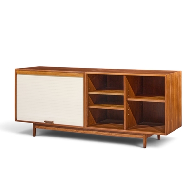 Jens Risom Jens Risom Mid Century Walnut Tambour Door Credenza