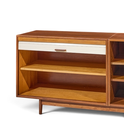 Jens Risom Jens Risom Mid Century Walnut Tambour Door Credenza