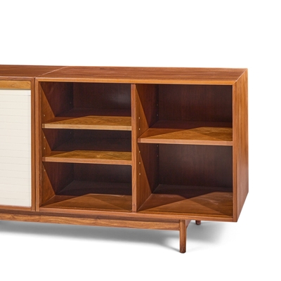 Jens Risom Jens Risom Mid Century Walnut Tambour Door Credenza