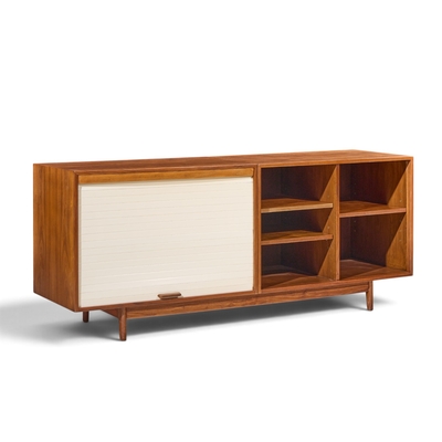Jens Risom Jens Risom Mid Century Walnut Tambour Door Credenza