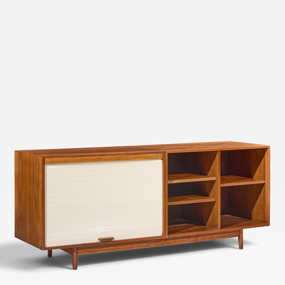 Jens Risom Jens Risom Mid Century Walnut Tambour Door Credenza