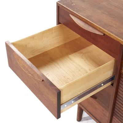 Jens Risom Jens Risom Mid Century Walnut Tambour Door Credenza and Hutch