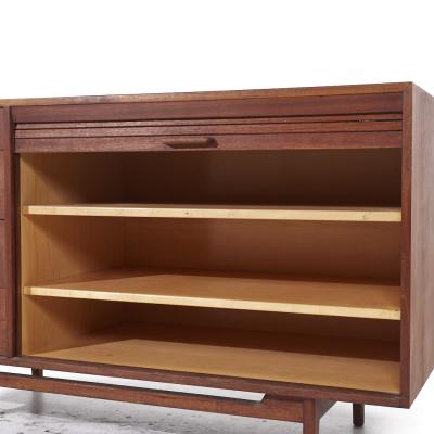 Jens Risom Jens Risom Mid Century Walnut Tambour Door Credenza and Hutch