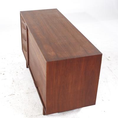 Jens Risom Jens Risom Mid Century Walnut Tambour Door Credenza and Hutch