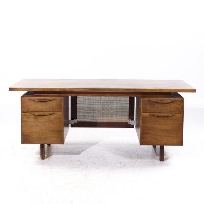 Jens Risom Jens Risom Mid Century Walnut and Cane Executive Desk