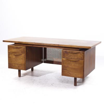 Jens Risom Jens Risom Mid Century Walnut and Cane Executive Desk