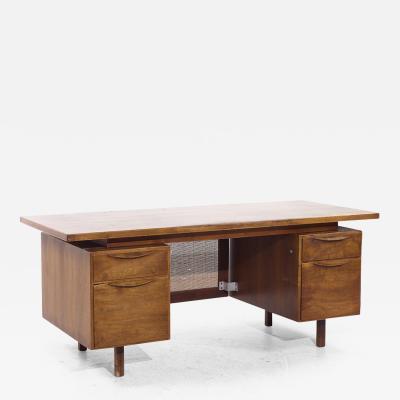 Jens Risom Jens Risom Mid Century Walnut and Cane Executive Desk