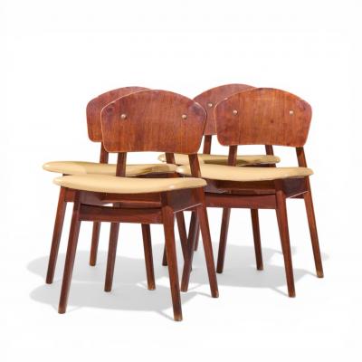 Jens Risom Jens Risom Model C 275 Mid Century Walnut Dining Chairs Set of 4