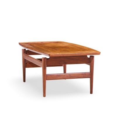 Jens Risom Jens Risom Model T 390 Mid Century Walnut Coffee Table with Magazine Rack