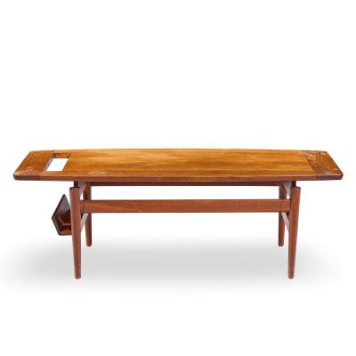 Jens Risom Jens Risom Model T 390 Mid Century Walnut Coffee Table with Magazine Rack